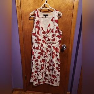 Banana Republic White Dress Red Flowers